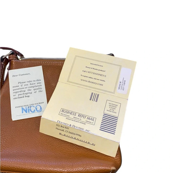 Dooney & Bourke caramel brown pebbled leather Dillon lettercarrier crossbody bag - Picture 11 of 15